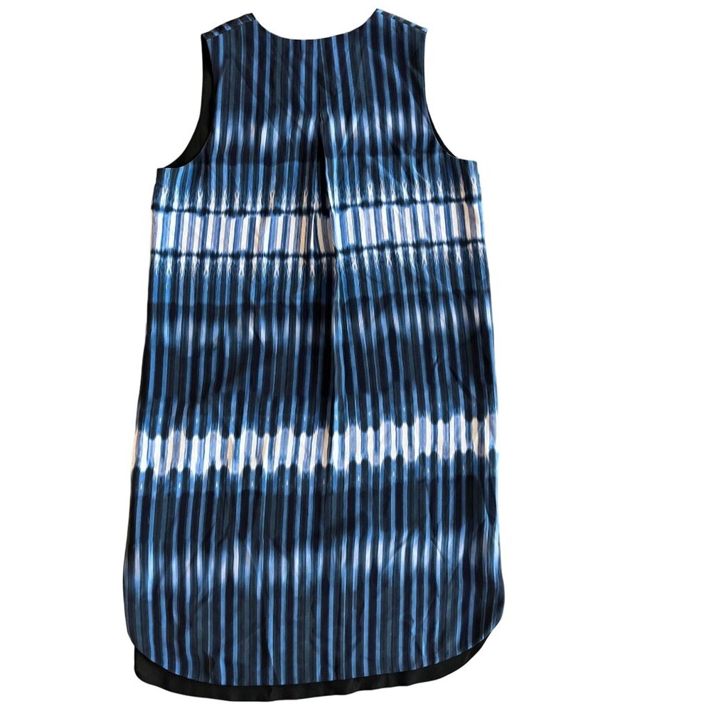 XS EUC Vince Silk Sleeveless Black Denim Blue Tie Dye Lined Summer Shift Dress - Picture 9 of 12